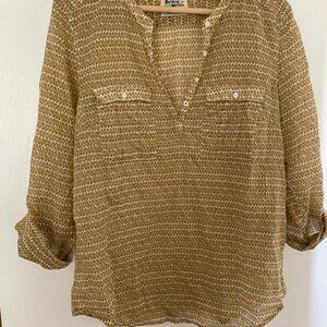 Anthro Holding Horses block print top